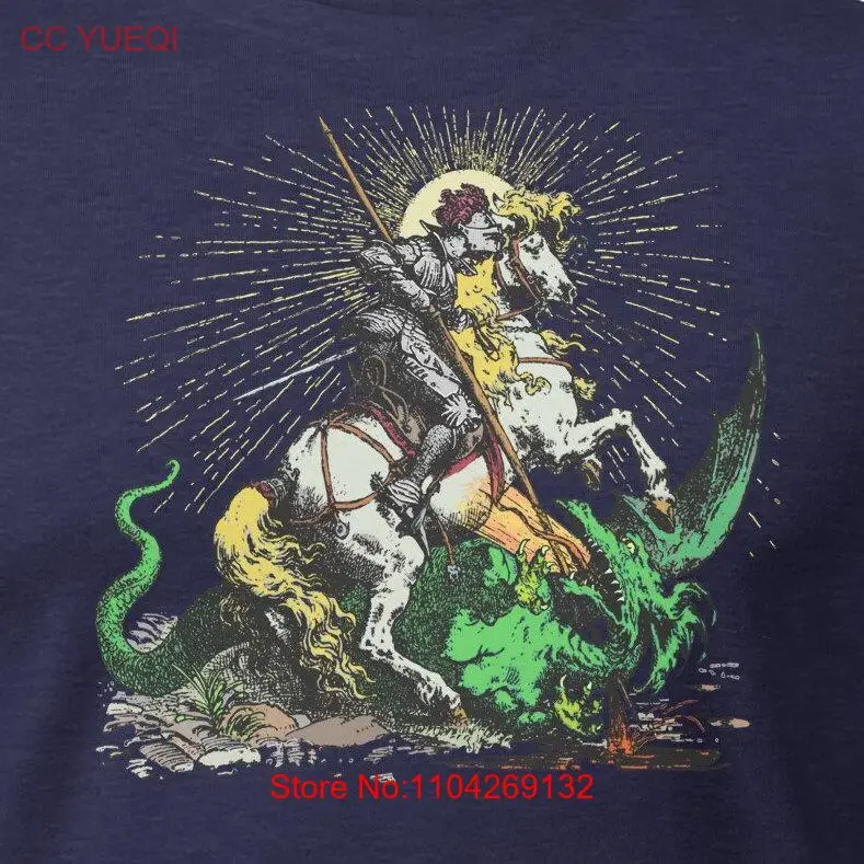 St GEORGE SLAYS the DRAGON Vintage 1860s Colorful Engraving T Shirt long or short sleeves