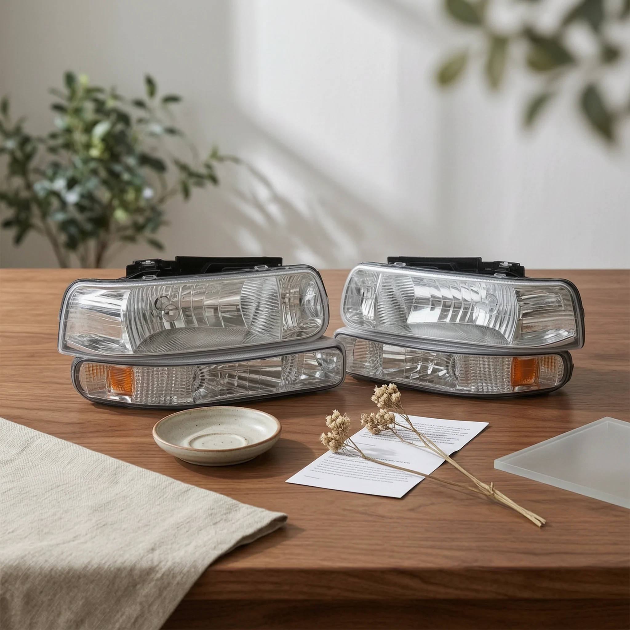 Replacement Headlight Assembly Clear Lens Headlight Assembly Lamp Halogen Dustproof for Truck Owners, Collision Repair