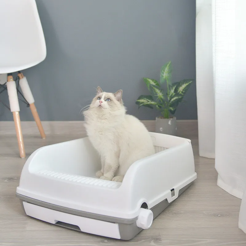 

Wholesale Indoor Big Cat Litter Box Tray with Drawer Pet Clean up Toilet Plastic Rectangle Dog Cat Toilet