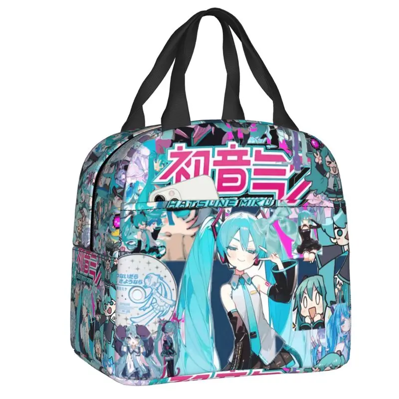 

Сумка для обеда в стиле аниме Hatsune Miku, женская портативная сумка-холодильник с термоизоляцией, ланч-бокс для работы, путешествий, многофункциональный контейнер для еды, бенто-бокс