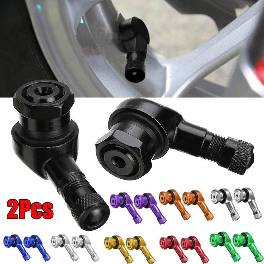 2Pcs 90 Degree CNC Motorcycle Tire Valve Stems -Universal Motorcycle Aluminum Wheels Tire NCY Leak-proof TWPO Valve Caps