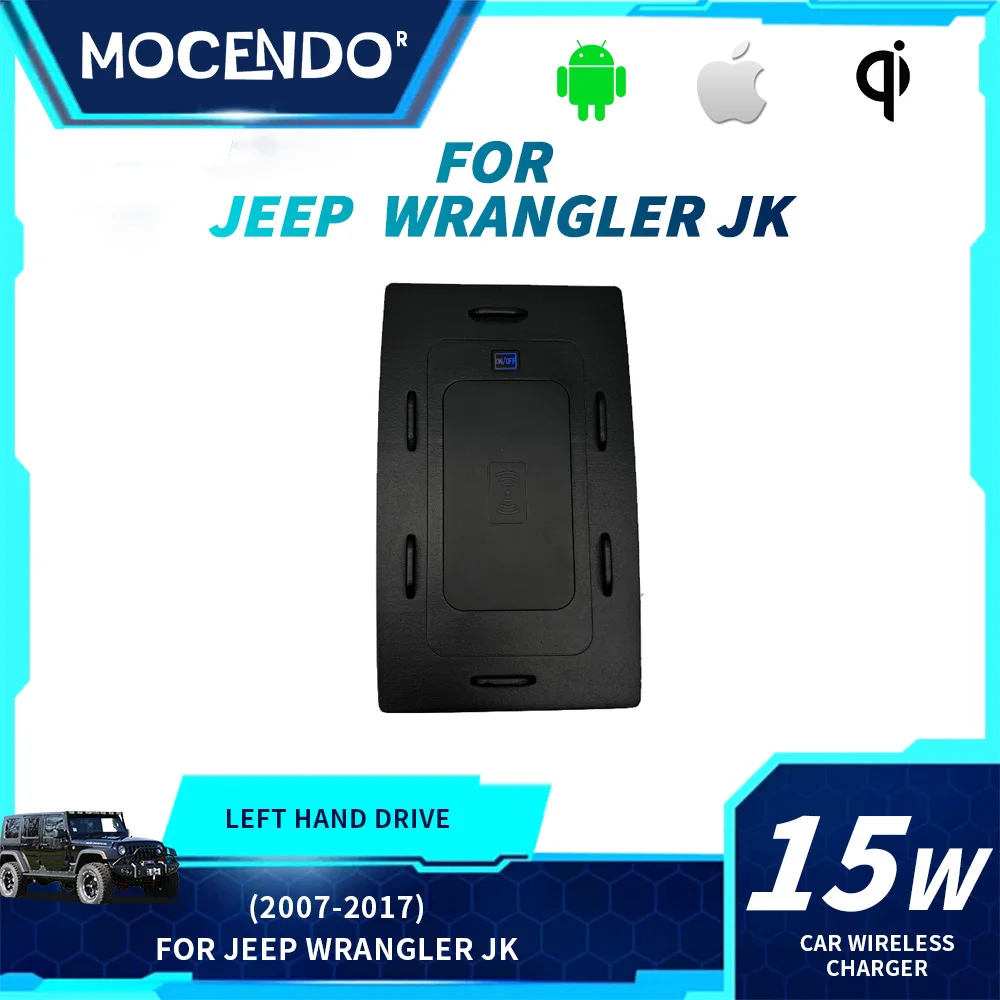 

Беспроводное зарядное устройство для Jeep Wrangler JK 2007-2017, 15 Вт, быстрая зарядка, зарядная панель, держатель для телефона