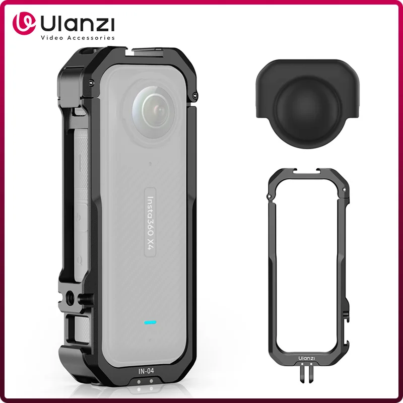 Ulanzi Insta360 X4 Camera Cage Metal Protective Action Camera Rig z 1/4\'\' Cold Shoe Mount dla insta360 X4 Extend Mic Video Light