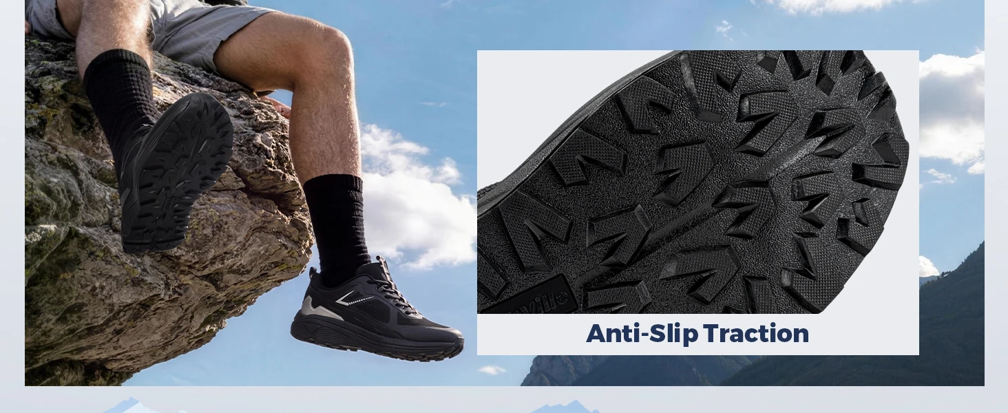 Fitville Herren Trail-Laufschuhe mit breiter Zehenbox, Sportschuhe, atmungsaktiv, mit Dämpfung, Outdoor-Wanderschuhe für Herren, mit Fußgewölbestütze – Detail 10
