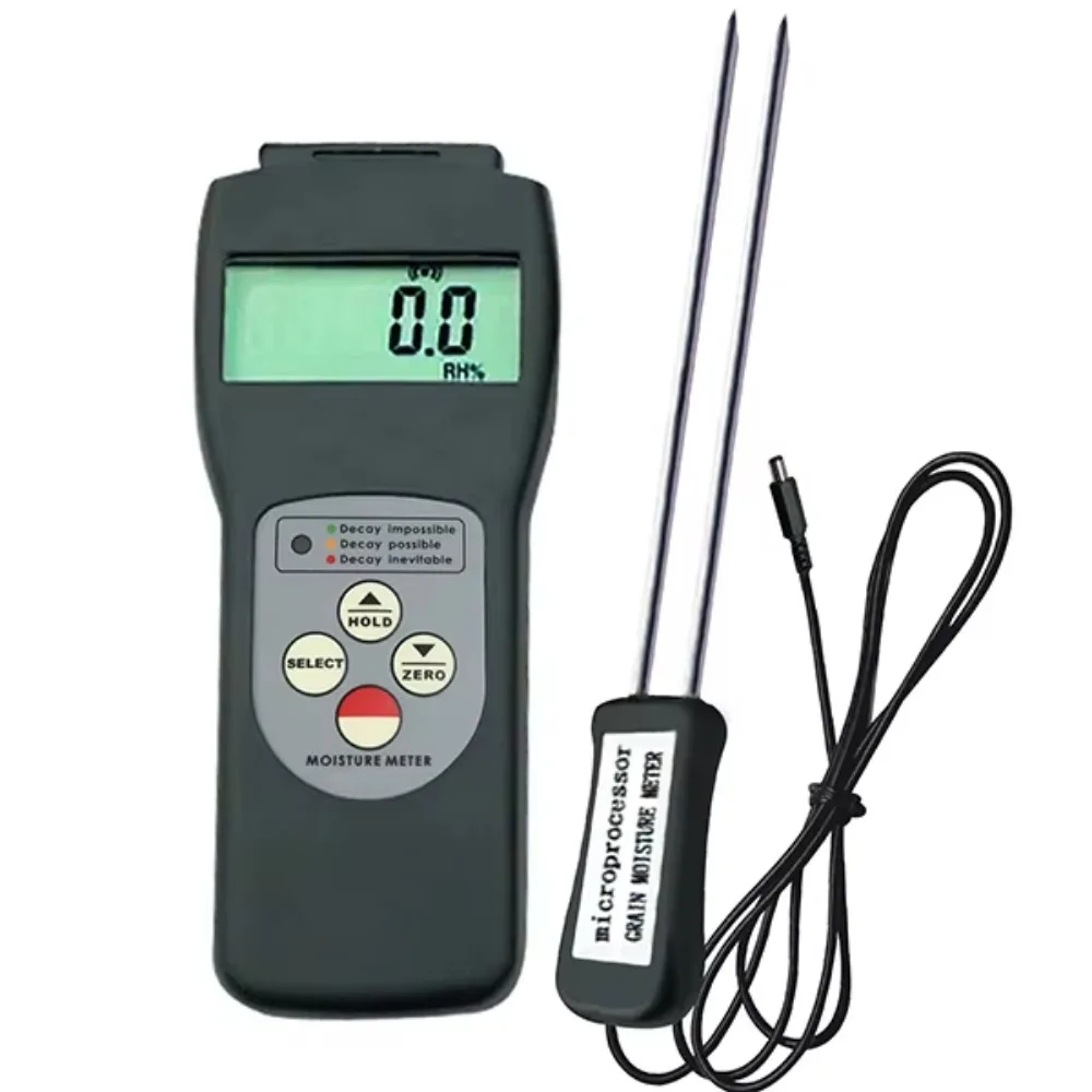 Ranlraka 36-Variety Digital Grain Moisture Meter 6-30% Range with Long 2-Pin Probe Professional Tester for Wheat Corn Flour