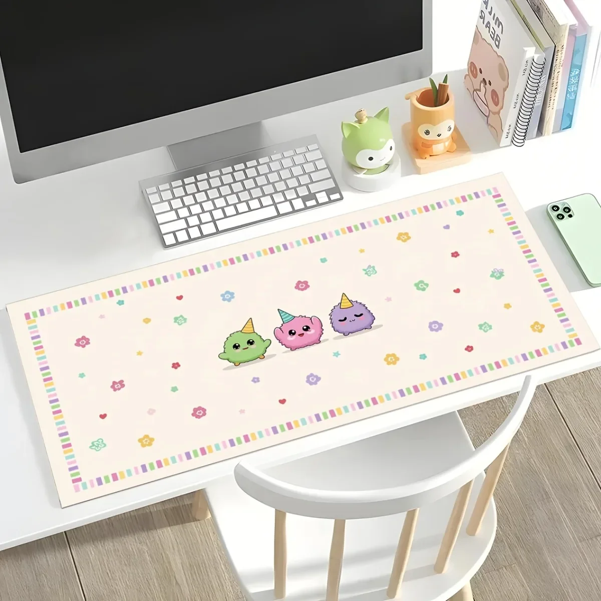 Vibrant Floral Rubber Desk Pad Non-Slip Smooth for Classroom Study Home Office Computer Desk Mat