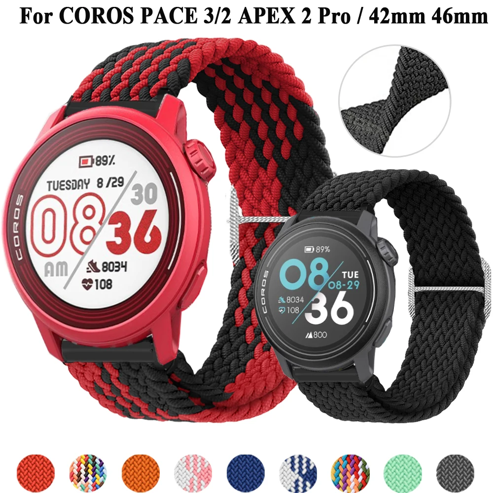 20/22mm Braided Nylon Watchband For COROS PACE 3 2 Strap Wristband for Coros APEX 46mm 42mm /APEX 2 Pro/APEX Pro Bracelet Correa