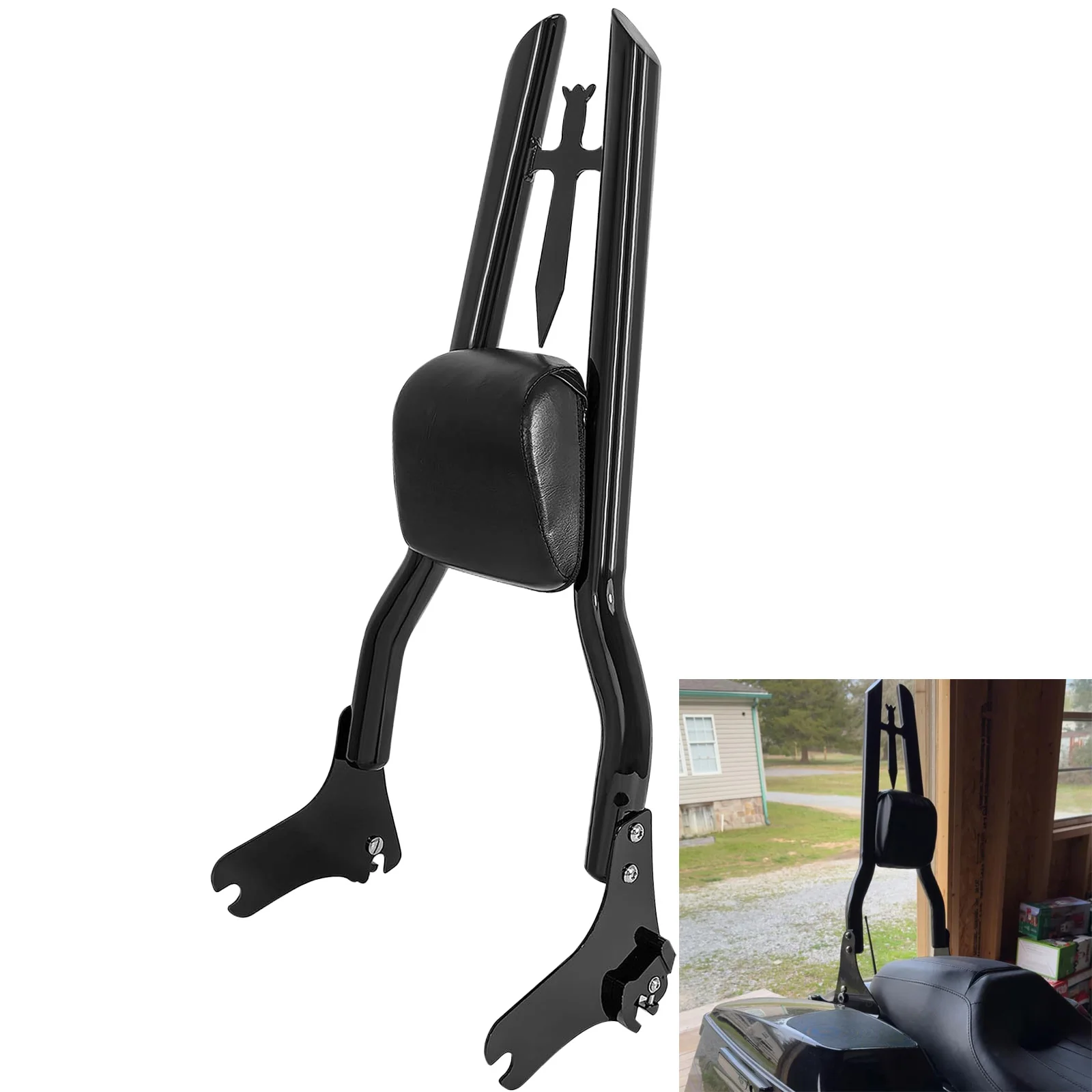 

Back Rest Chrome Sissy Bar Passenger Backrest For Harley Davidson Touring 1997-2008 Road King Electra Glide Street Glide