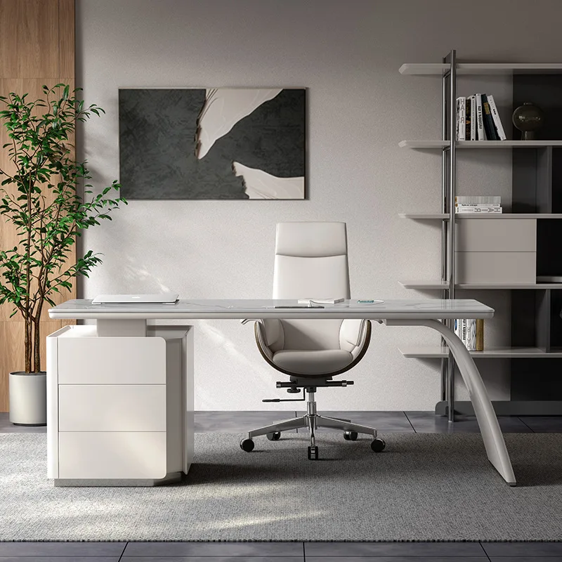 Light Luxury Modern Office Desks Home Italian Minimalist Rock Plate Computer Office Desks Designer Simple Furniture Bureau JT40O