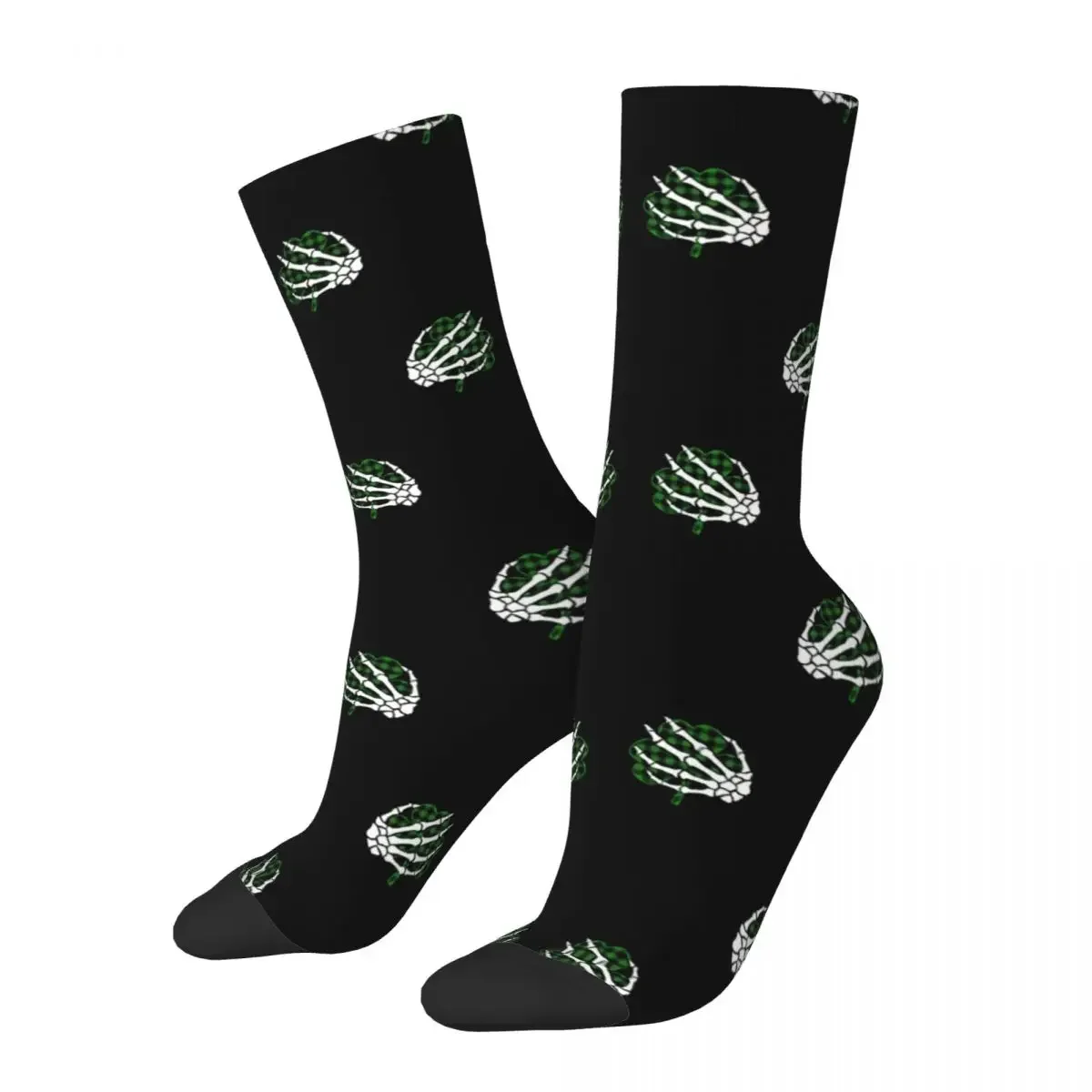 Funny Crazy Sock for Men Shamrock Skull Hands Hip Hop Harajuku Boobs Seamless Pattern Printed Boys Crew Sock Casual Gift