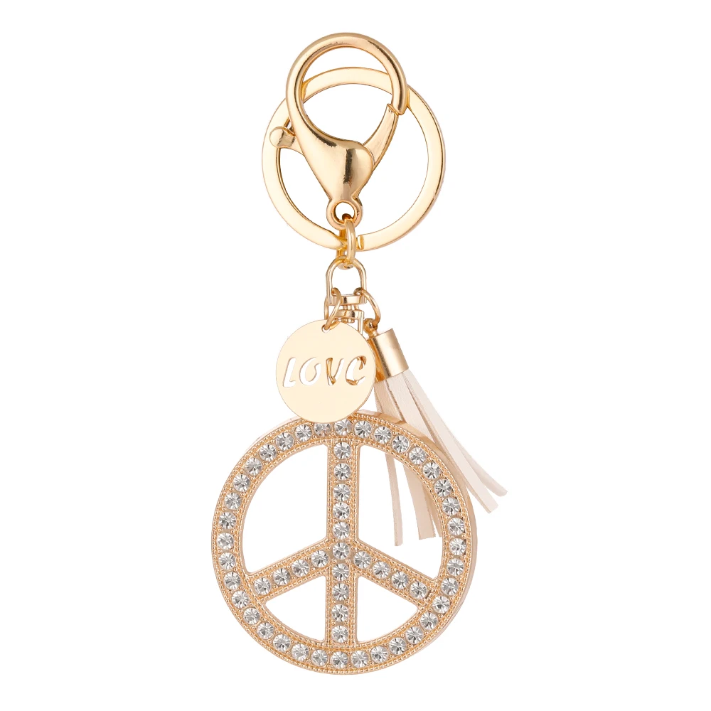 EASYA Peace Sign Keychain LOVE Peace World Tassels Pendant Souvenirs Gifts for Friends
