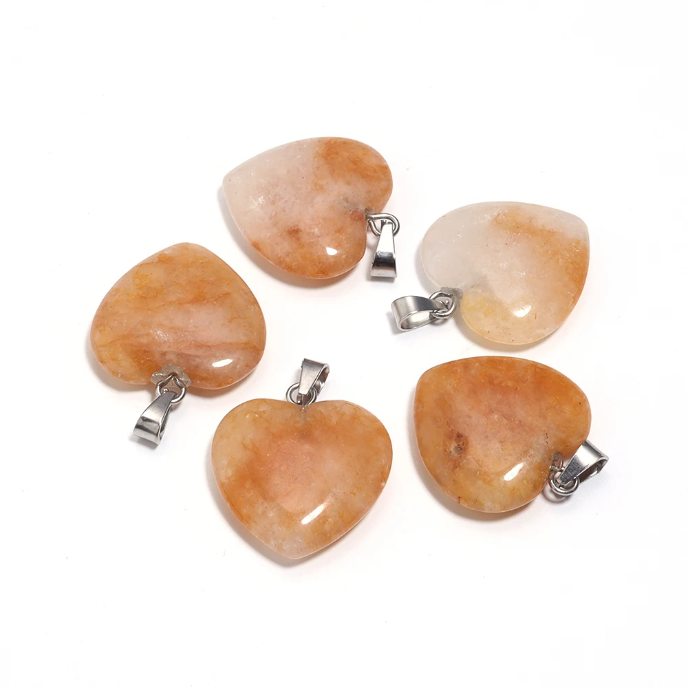 Natural Stone Mix Color Heart Shape Charms for DIY Making