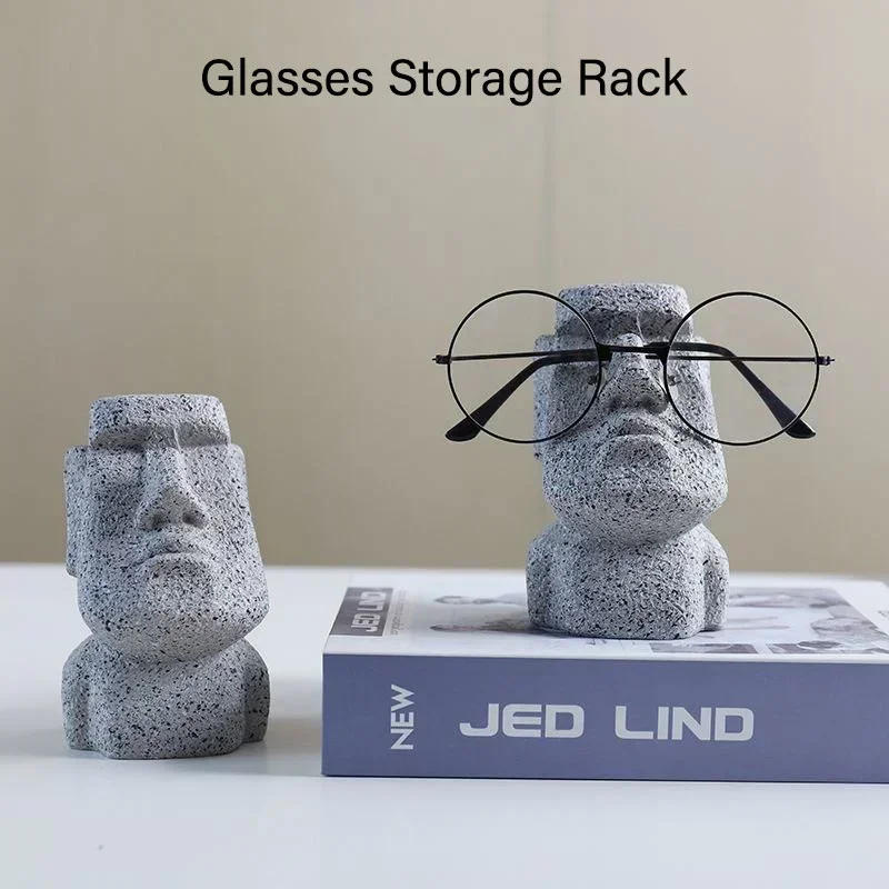 Convenient Glasses Storage Creative Stone Figure Glasses Holder - Decorative Display Stand. Ideal Desktop Portrait Decoration