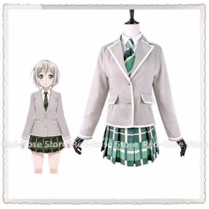 Alta Qualidade Anime Bang Dream! Aoba Moca JK Uniforme Escolar para Mulheres, Traje Cosplay, Camisa, Casaco, Saia, Gravata