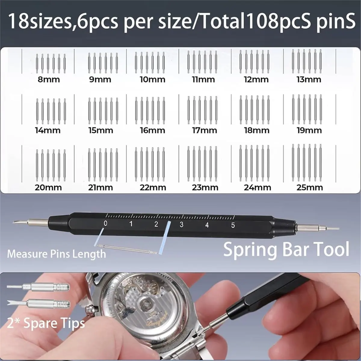 【ABKM】 Watch Battery Replacement Tool Kit, with Scale, Tweezer, Watch Repair Kit for Watch Back Removal and Band Replacement