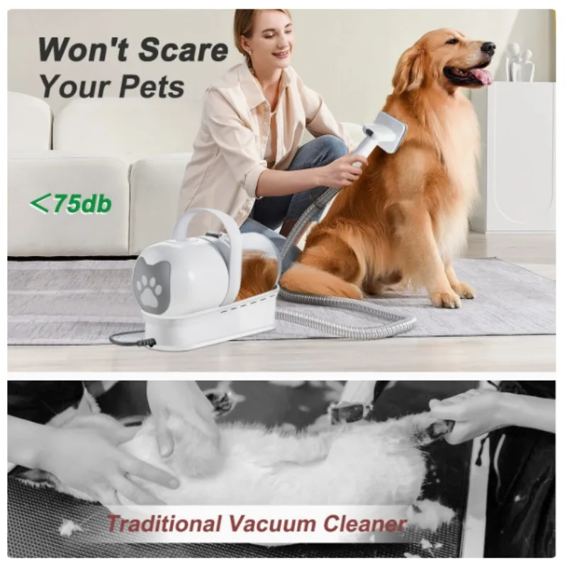 7-in-1 Pet Grooming Kit with Vacuum Clipper Nail Grinder Low Noise Cat Dog Hair Trimmer Grooming Set