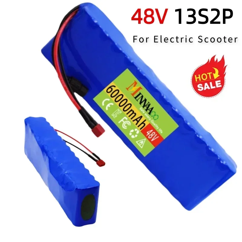 

New electric bicycle modification kit lithium high-capacity ion battery 13S2P 48V 60Ah 18650 1000W 54.6V 2A charger+XT60 plug