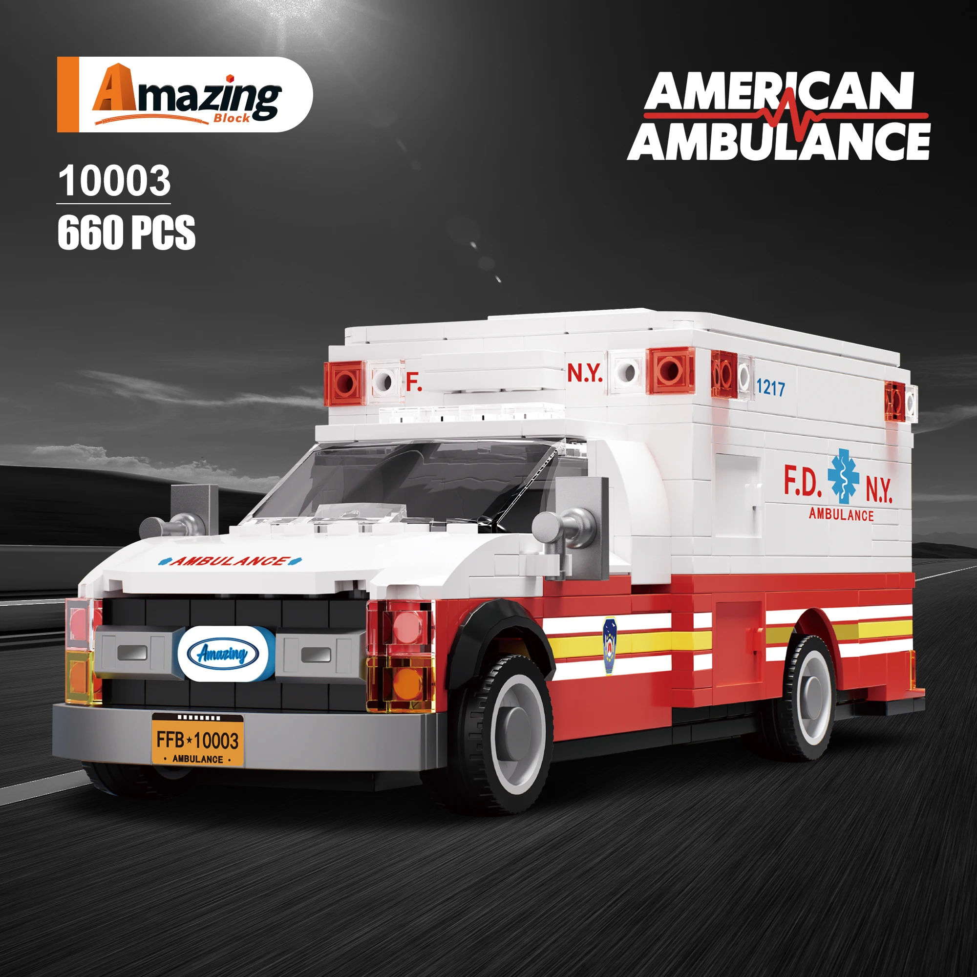 Creative 594PCS Kids Building Blocks American style transport ambulance Models Small Particle Children Brick Toys For Boys Gifts