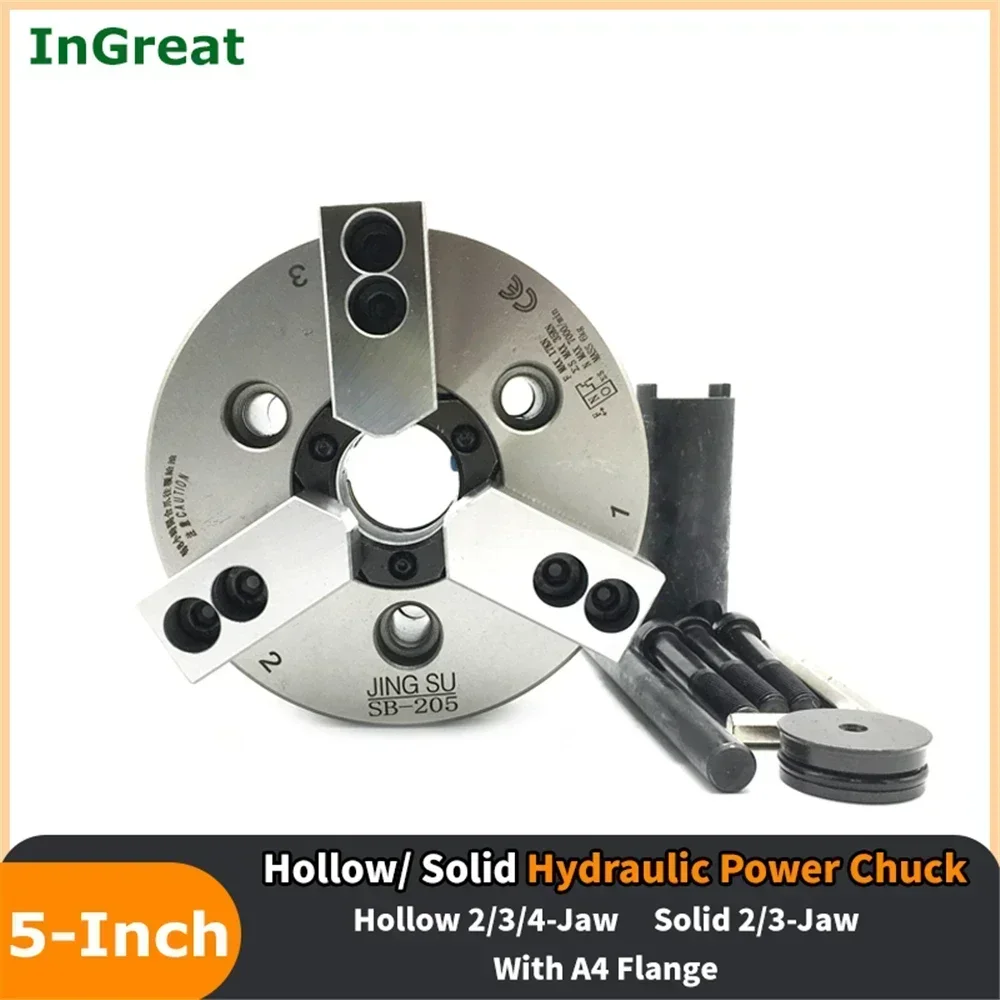 5 Inch Hydraulic Chuck 135mm High Speed Oil Pressure Chuck Hollow/Solid Power Chuck for Mechanical CNC Lathe Cutting Tool Holder