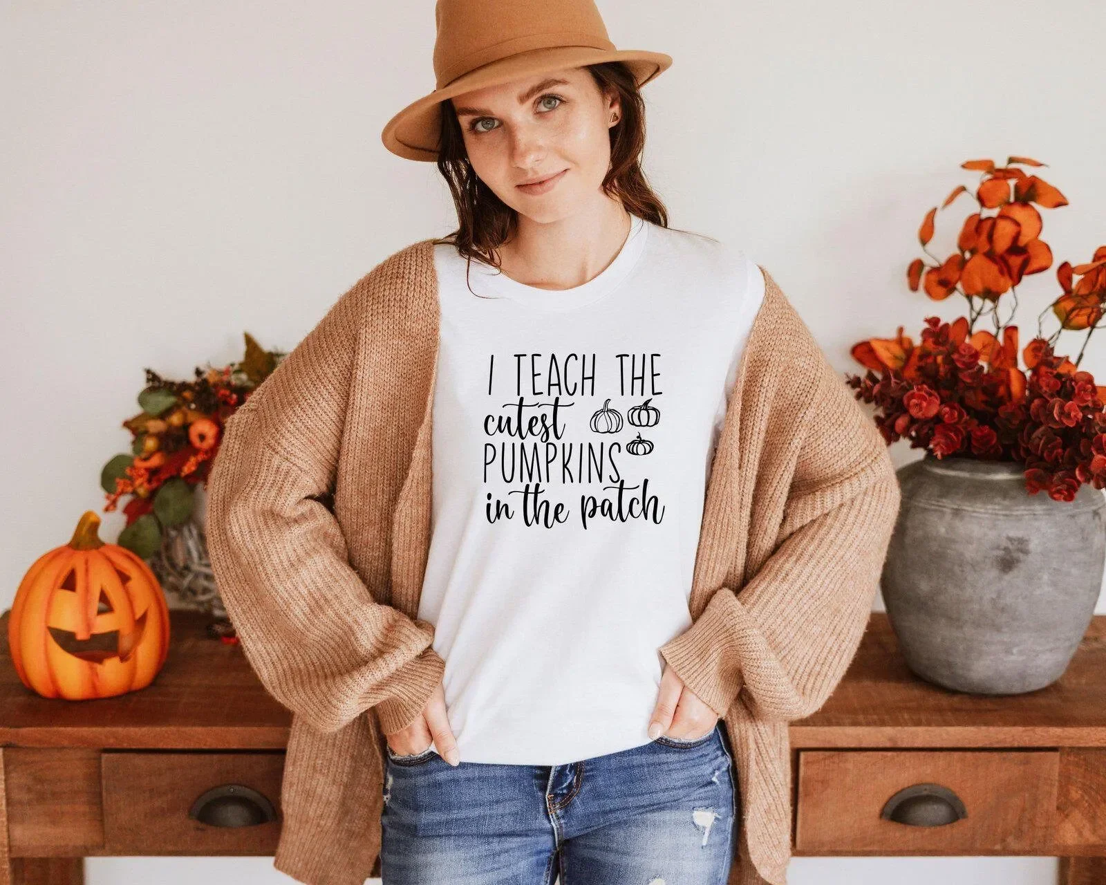 Fall Teacher T Shirt Halloween Spooky Season I Teach The Cutest Pumpkins In Patch Vibes Best