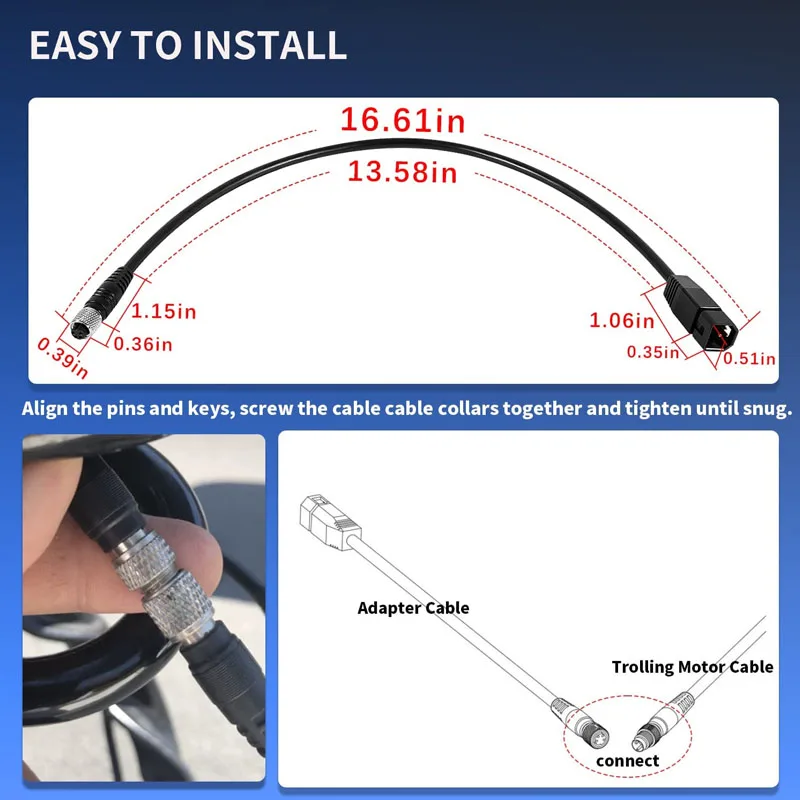 Universal Sonar Transducer Adapter Cable, Black For Humminbird Fish Finder & Minn Kota US2 Finders ,1852068 & MKR-US2-8 ,7-Pin