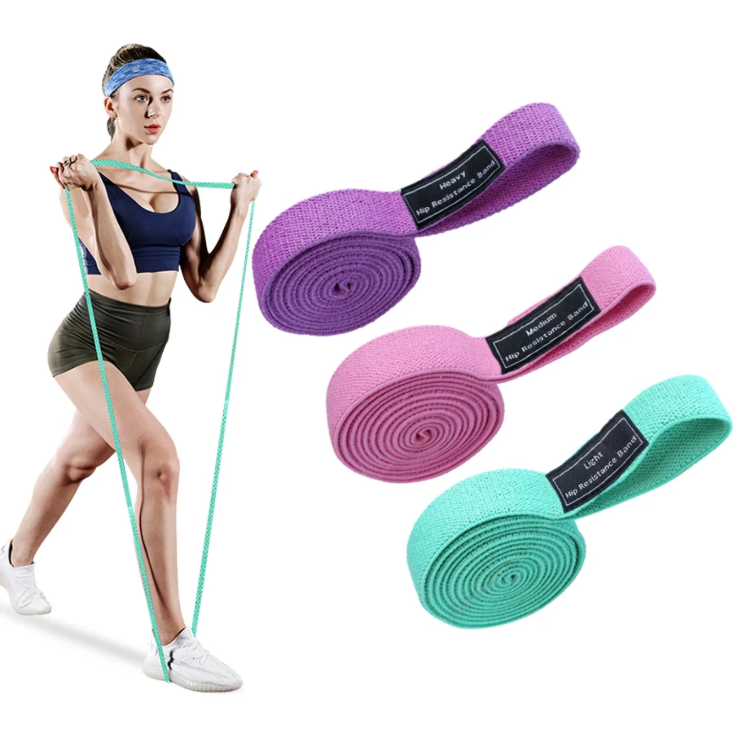 Bandas de resistencia largas de tela para entrenamiento de glúteos, bandas elásticas antideslizantes para glúteos, bandas de sentadillas para gimnasio, entrenamiento de Fitness, nuevo