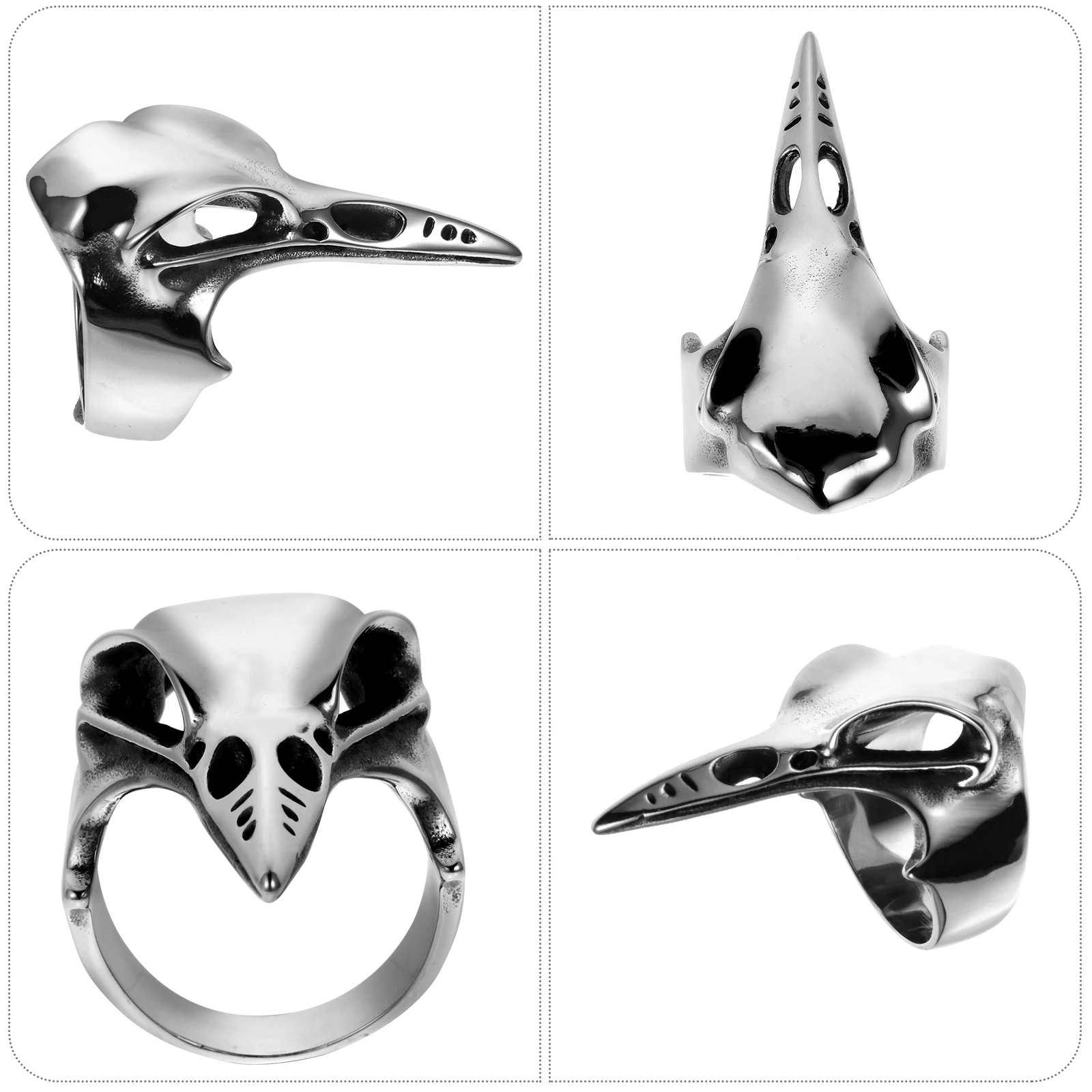 

1pc Stainless Steel Skull Ring Finger Jewelry Decor for Party Hair Segmentation Unisex Ring Fashionable for Men
