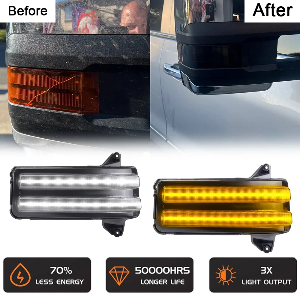 

LED Switchback Side Rearview Mirror DRL Turn Signal Blinker Light for Chevrolet Silverado GMC Sierra 2500 3500 Auto Parts