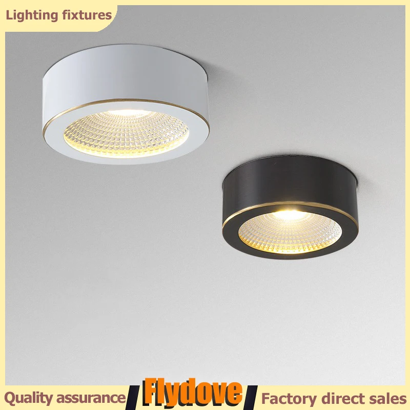 

Simple Circular Tube Light Corridor Living Room Ceiling Light Modern Copper Ceiling Spotlight No Hole Indoor LED Lighting