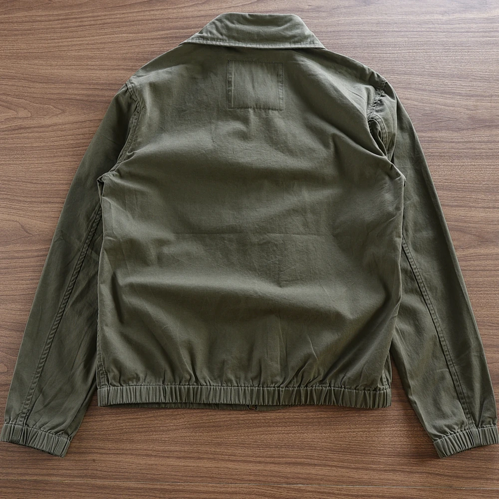 2025 Spring Autumn New American Retro Long Sleeve Lapel Zipper Cargo Jacket Men's Simple 100% Cotton Washed Pocket Casual Coat