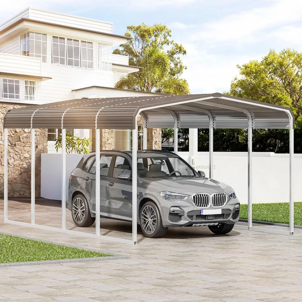 

10 x 15 FT Outdoor Metal Carport, Heavy Duty Carport Canopy for Outside with Metal Roof, Garage Car Shelter Shade for Boats