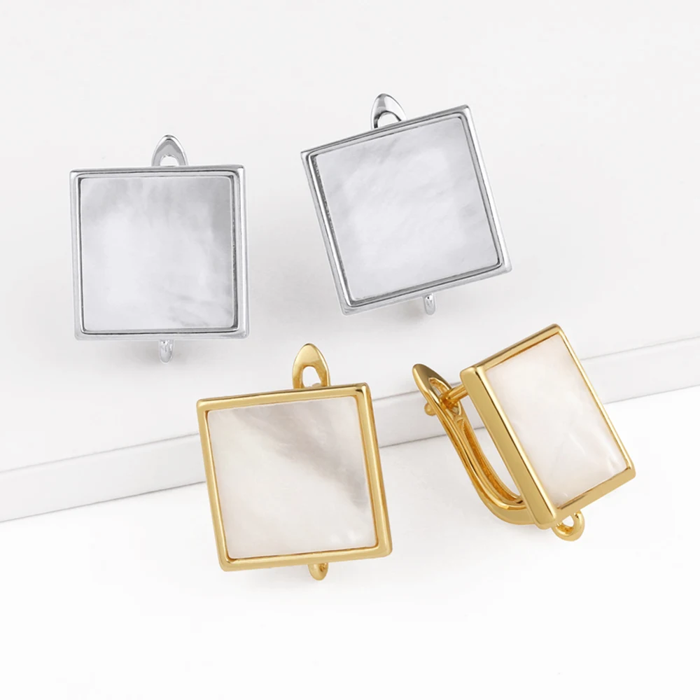 

OCESRIO Shell Rectangle Earring Hooks for Earrings Making Copper Gold Plated Handmade DIY Earring Design Jewelry Finding erha109