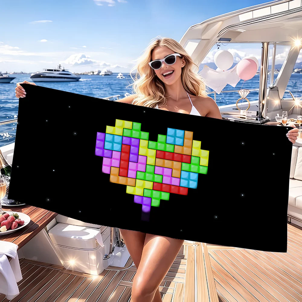 Game T-Tetris-S Towel Soft Lightweight Anti-Sand Large Beach Towel Quick-Drying Bath Sports Family