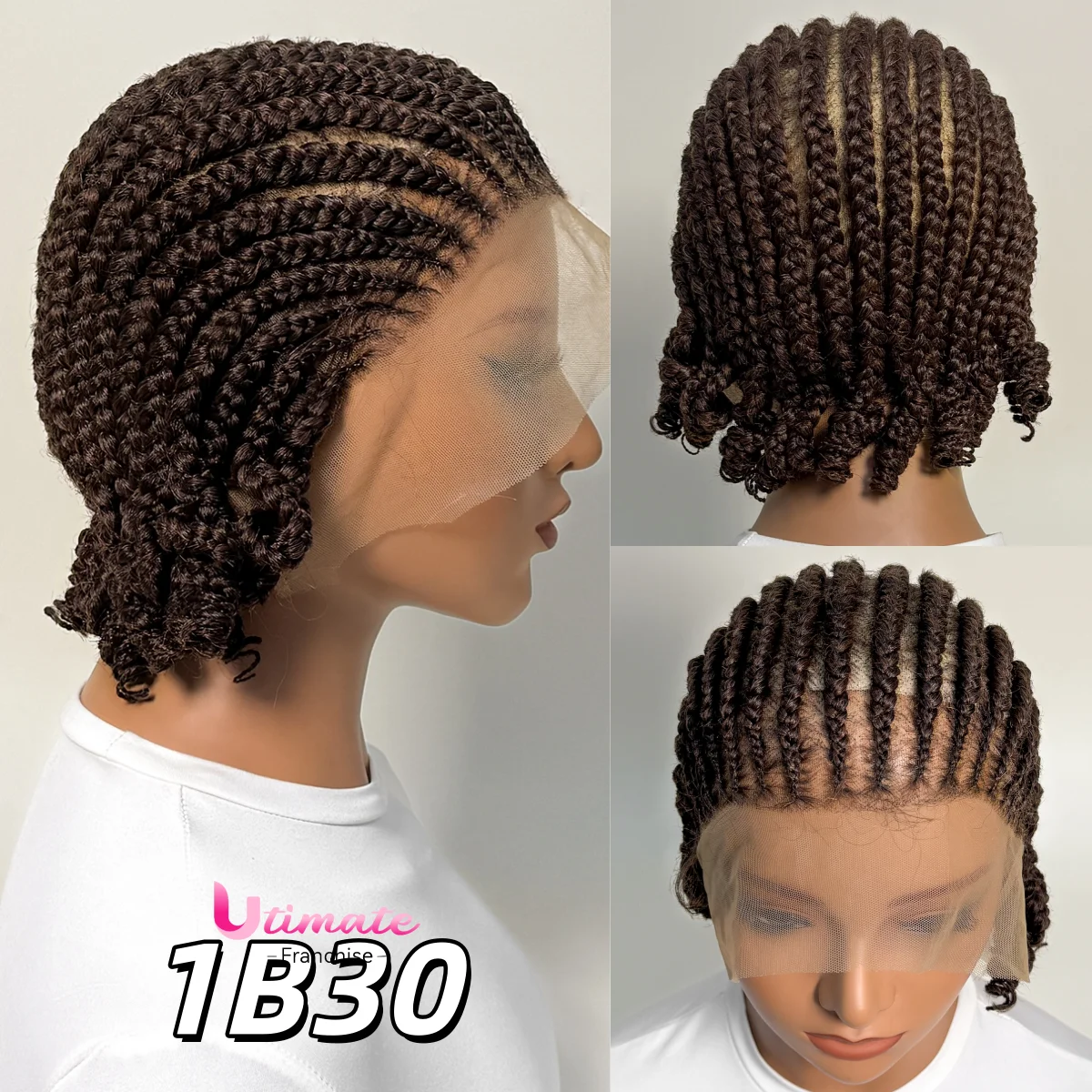 Protective Cornrow Braided Wig Synthetic Full Lace with Baby Hair Knotless Braided Wigs Easy to Wear for Black Women