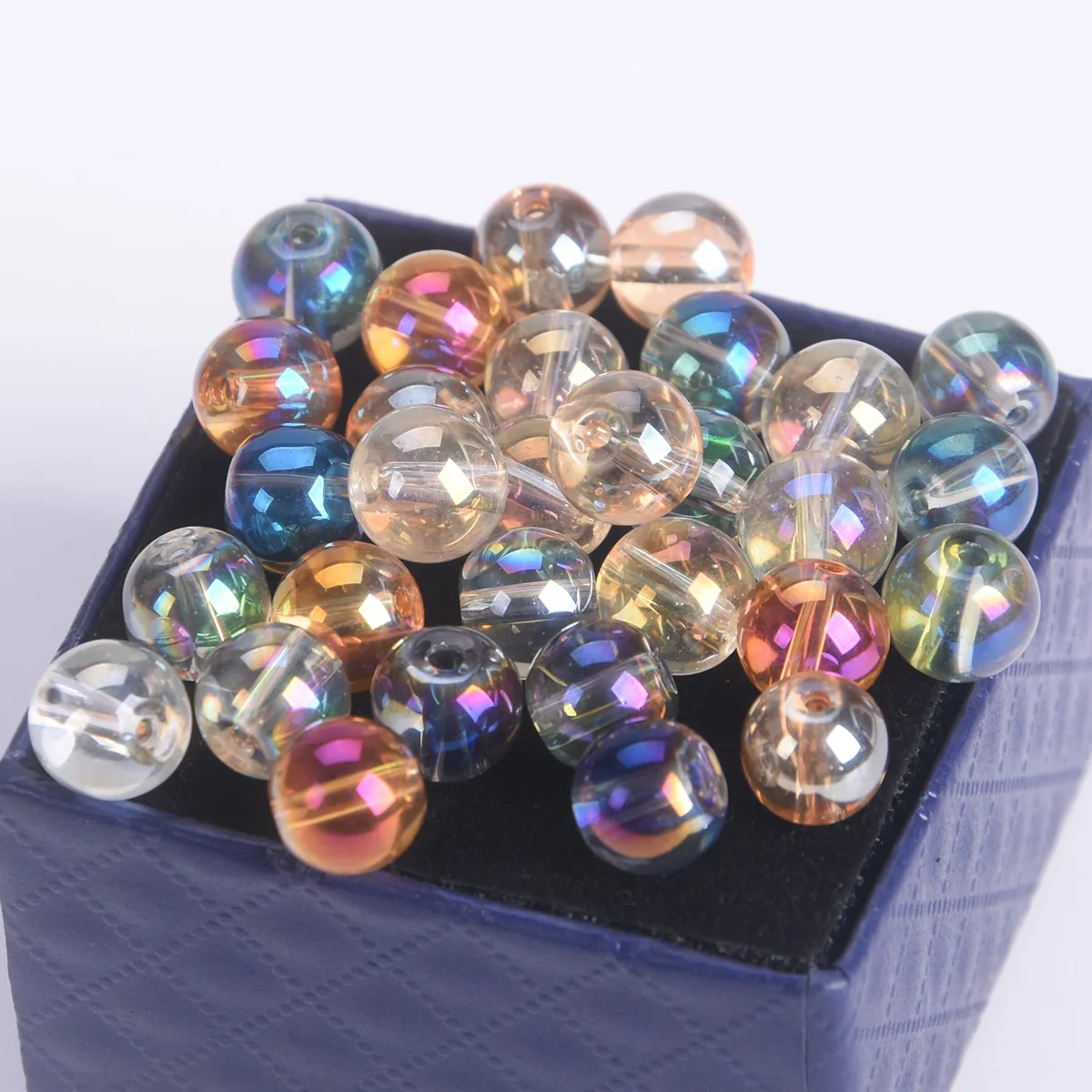 

Round 4mm 6mm 8mm 10mm Glossy Colorful Plated Crystal Glass Loose Beads For Jewelry Making DIY Crafts Findings