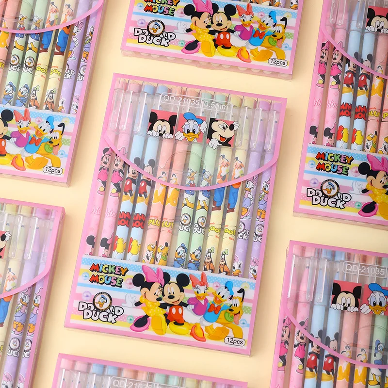 Imagem -04 - Disney-canetas de Gel Apagáveis para Estudantes Caneta Neutra Mickey Minne Lotus Pooh Stellalou Papelaria de Escritório Material Escolar Atacado 12 Pcs