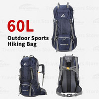 FREE KNIGHT 60L Outdoor Sports Hiking Bag Climbing Travel Duffel Bag 210 Polyester Camping Backpack with Rain Cover