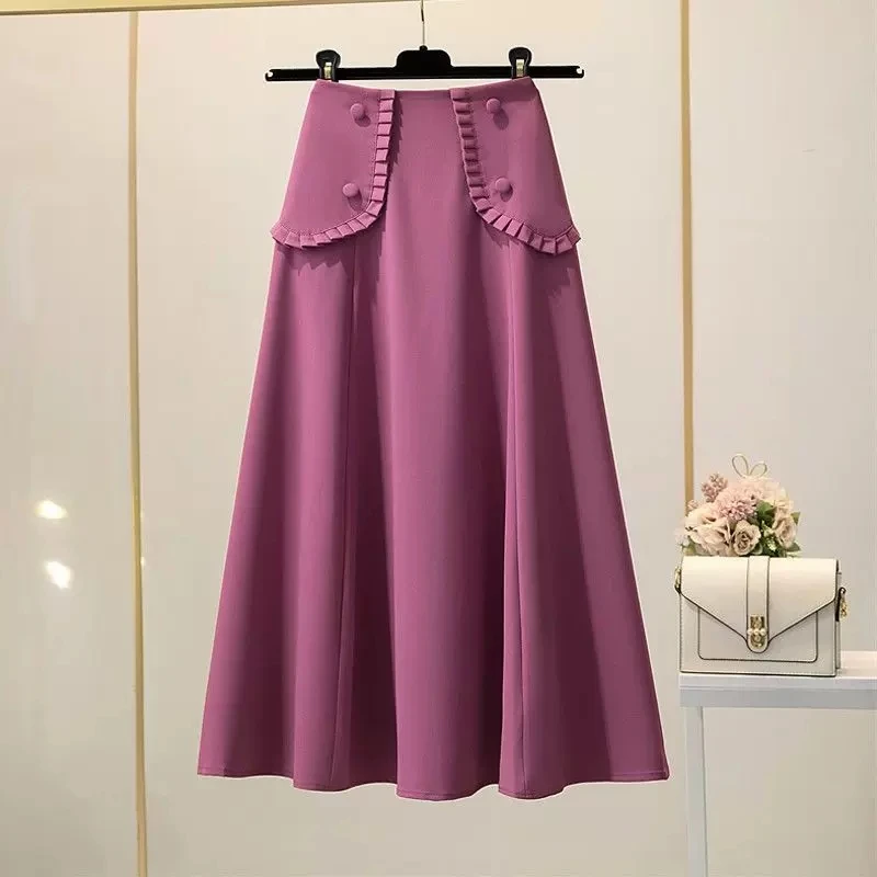 Elegant Skirt for Women Clothing Spring Autumn Large Size Suit Skirts Drape Feeling A-line Skirts bd580