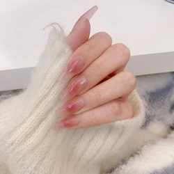 10PCS Handmade Press On Nails Long/Short Coffin False Nails Full Cover Clear Manicure Blush Decoration Gentle Finger Tips Wear