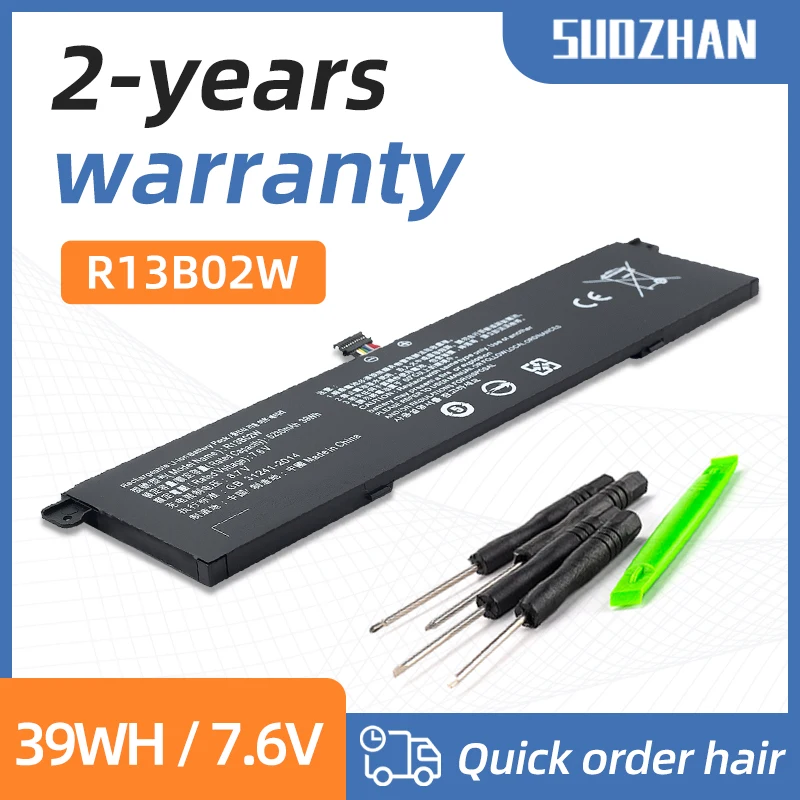 SUOZHAN  7.6V 5230mAh New R13B01W R13B02W Laptop Battery For Xiaomi Mi Air 13.3