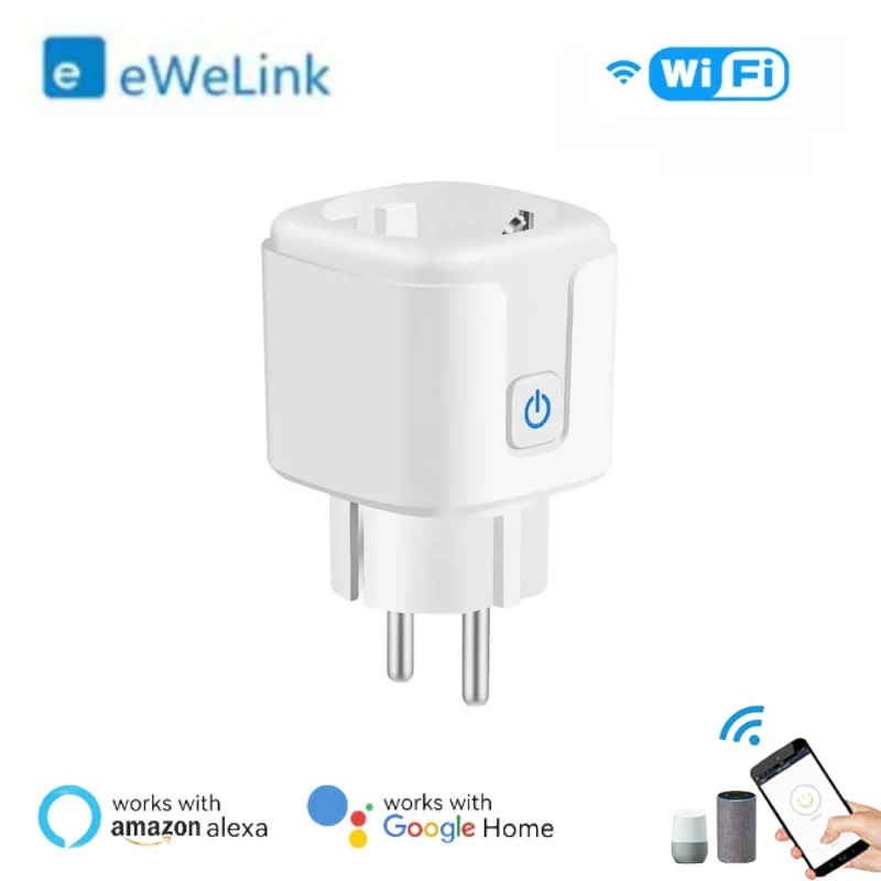 

EWelink 20A Smart Plug WiFi Socket EU Power Monitoring Timing Function Voice Control Works With Alexa Google Home Yandex Alice
