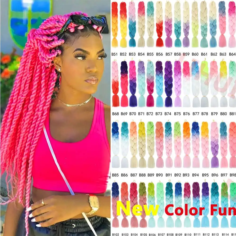 Colorful Hair for Braids Synthetic Braiding Hair Extensions for Girls Jumbo Braid Hair for Crochet Box Expression Braiding Hair