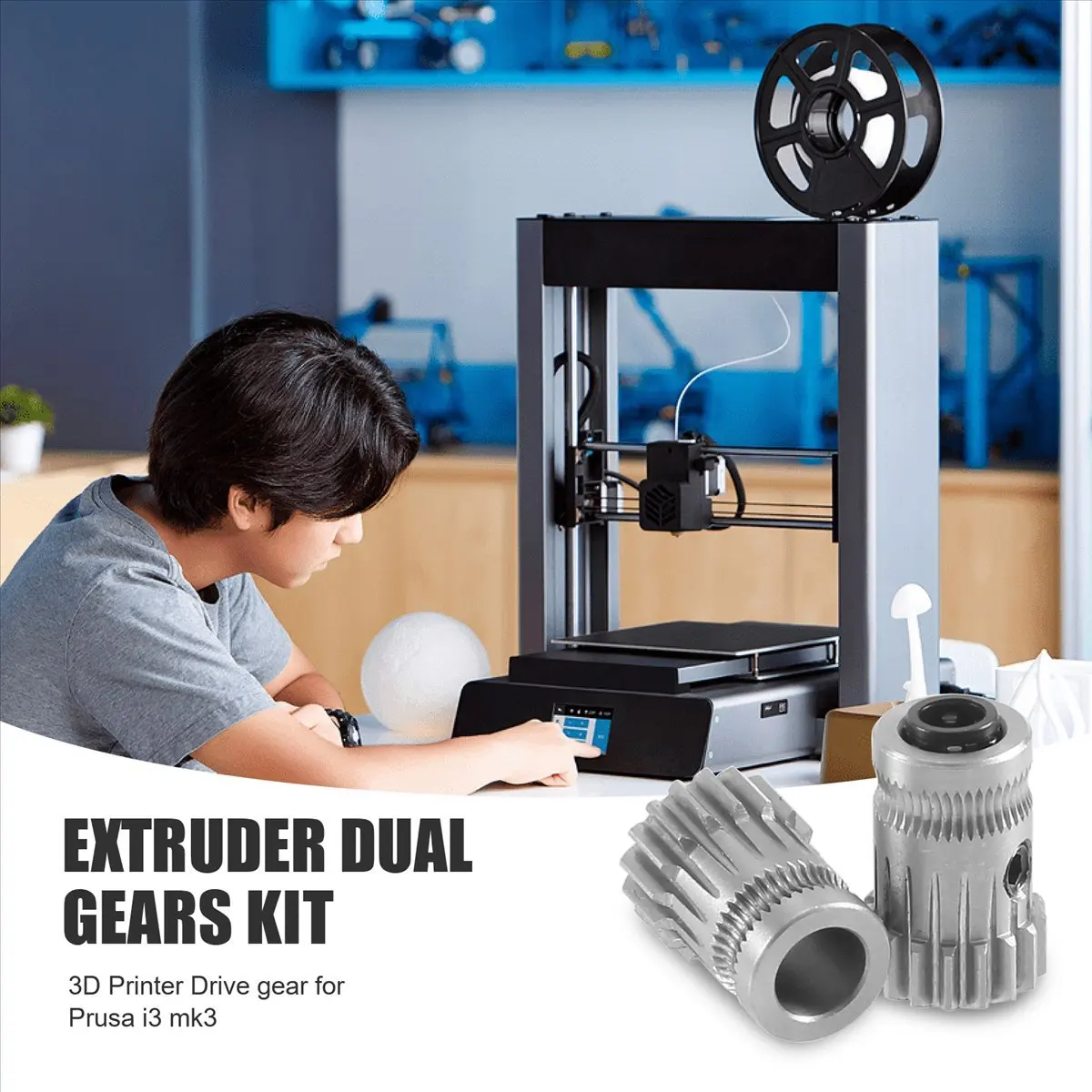 ABZT 3D Printer MK3 Drive Gear Extruder Dual Gears Kit Drive Gears Extrusion Wheel for Upgrade Prusa I3 MK2 MK2S 3D Printer