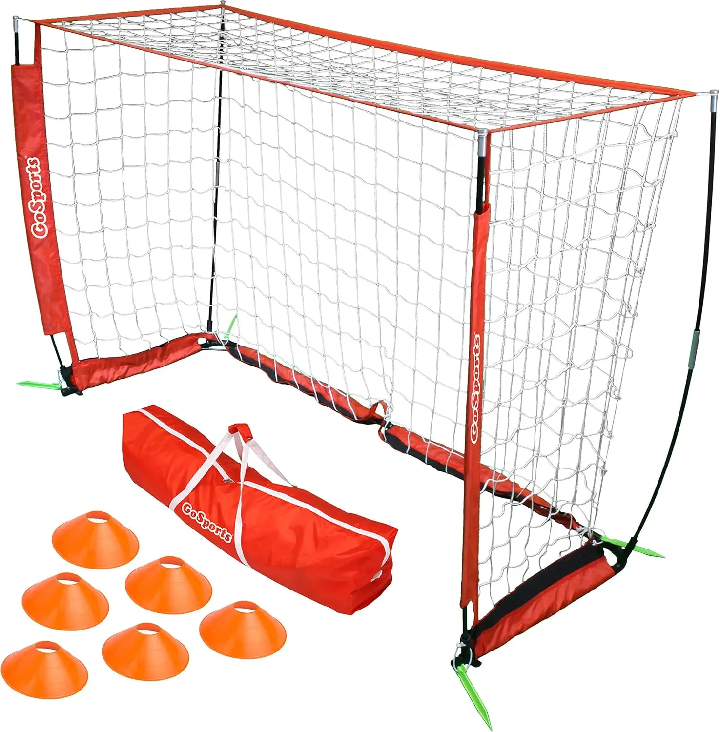 Elite Soccer Goals - 12 x 6 ft and 6 x 4 ft Portable Soccer Nets for Games or Practice - Includes 6 Cones, Carrying Case