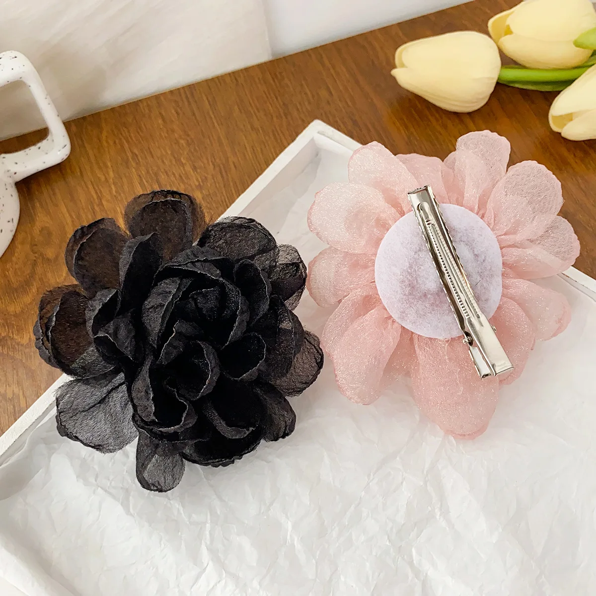 Simulation fabric flower hairpin small fresh girl heart cute sweet grab clip rose elegant temperament hair accessories woman