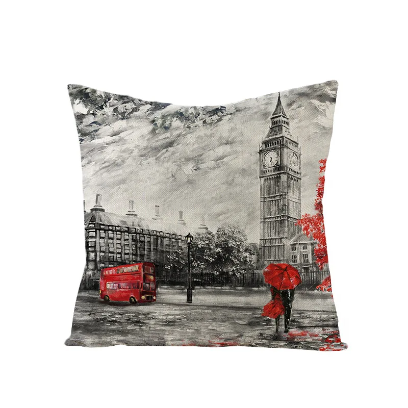 Paris Tower Lover Linen Pillows Case for Living Room Tree Pillowcases for Pillows 18x18 Inch Throw Pillow Cover for Sofa Bed