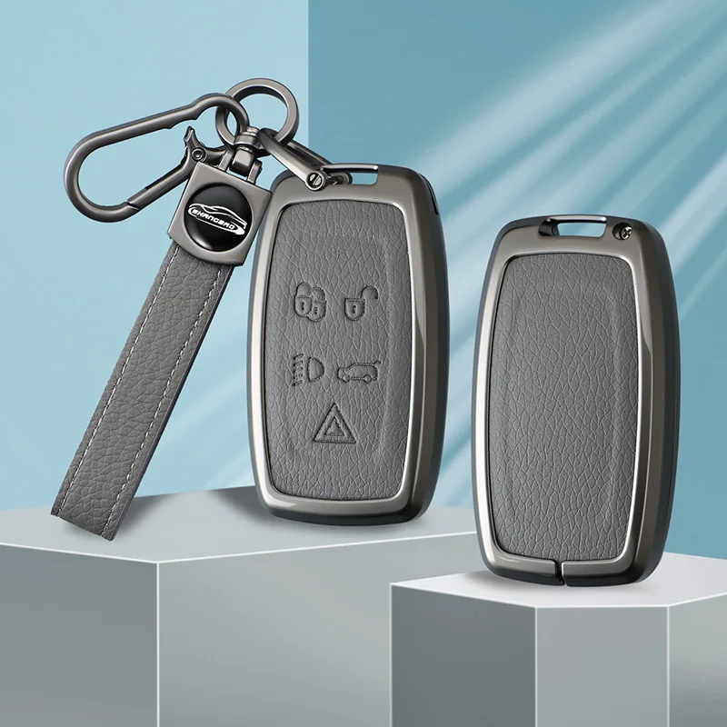 Car Zinc Alloy Leather Key Case Holder Cover For Land Rover Range Rover Discovery 5 LR2 LR4 Sport For JAGUAR XE XF XJ F PACE - view 5