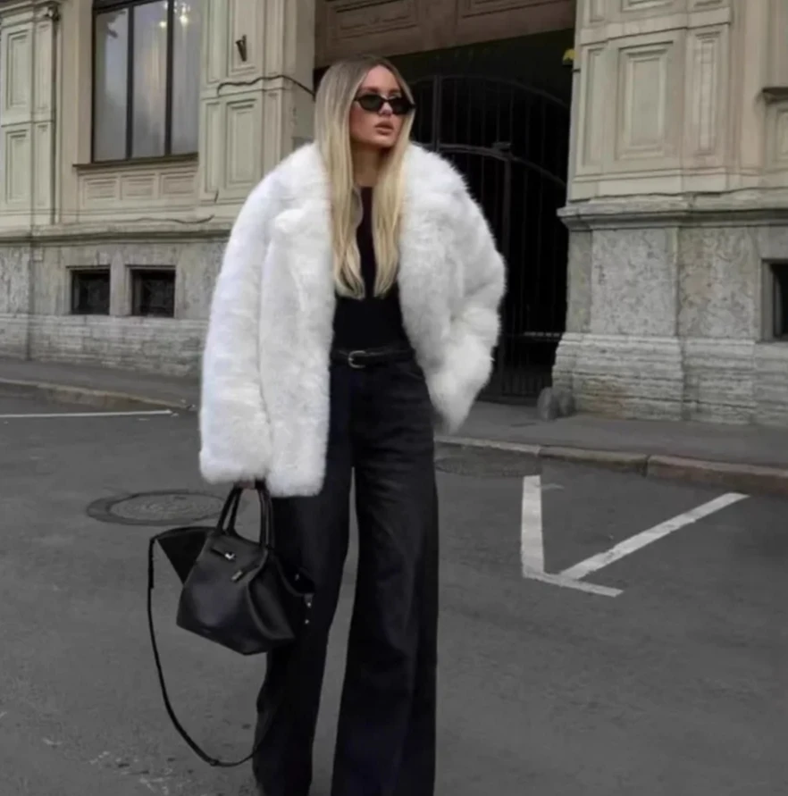 

Winter New Faux Fur Jacket Brand Fluffy Fox Fur Coat Female Luxury Thicken Warm Soft Fur Outerwear