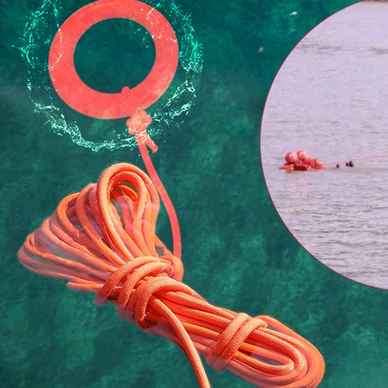 Cuerda de salvamento al aire libre, cuerda flotante de rescate en la superficie del agua, cuerda de buceo reflectante para piscina de rescate al aire libre