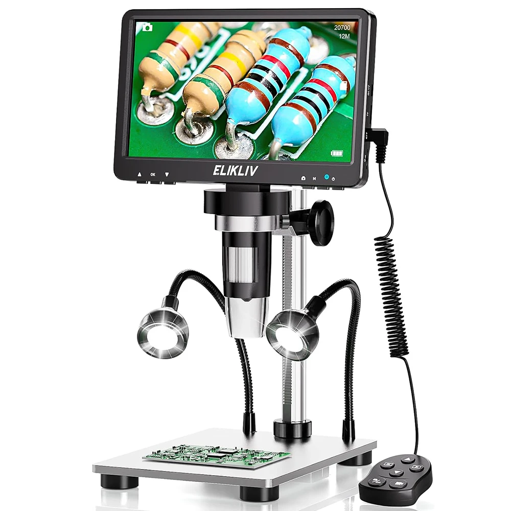 

Elikliv EDM9 7 Inch 1080P LCD Digital Microscope 50X-1200X Soldering Electronics Microscopes With LED Lights Support PC Computer